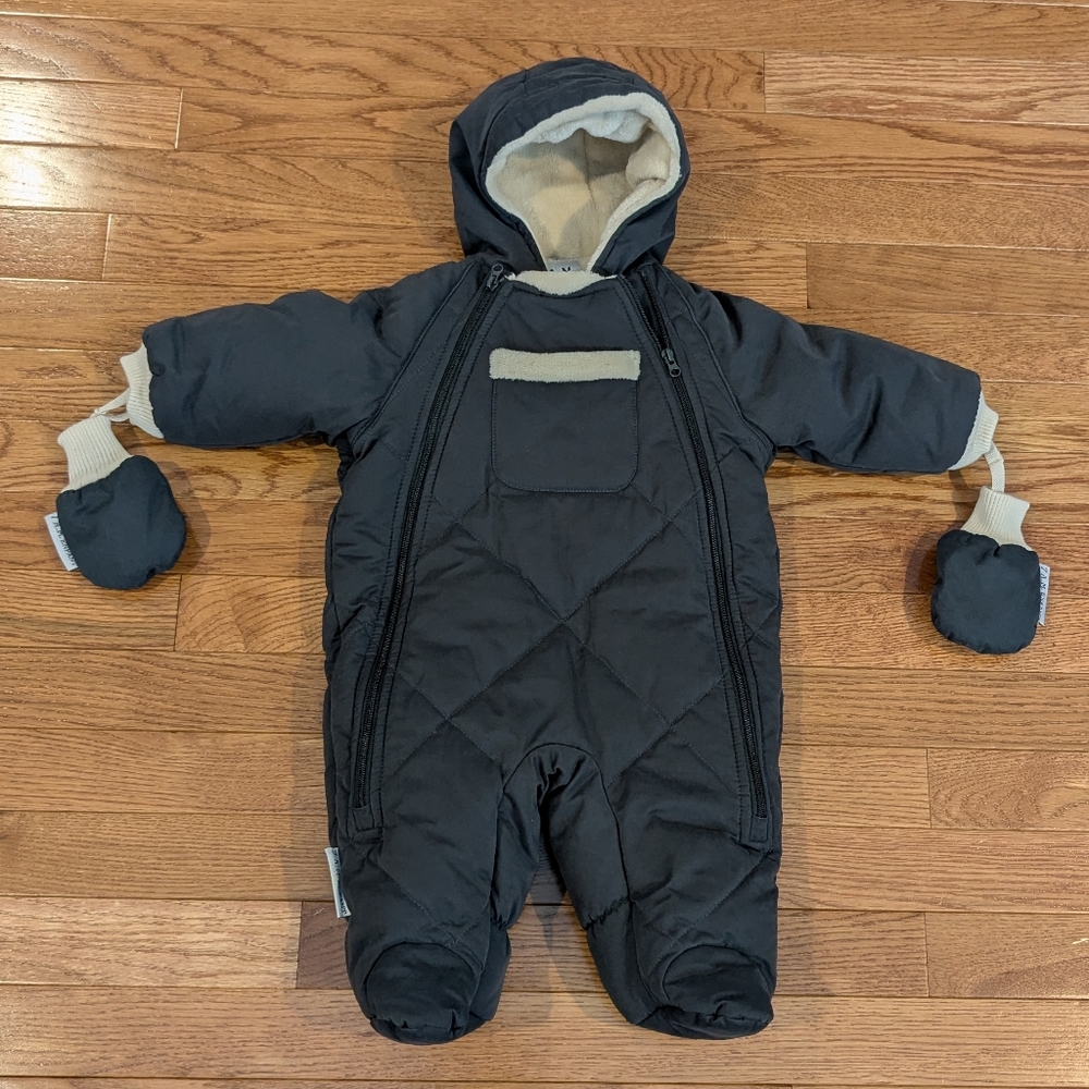 7AM Enfant Benji Plush Gray Quilted Snow Jumpsuit 3-6 Months
